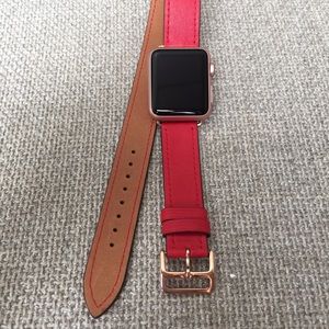 GOLD Apple Watch Double Tour Band Strap Leather